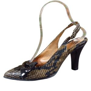 Sofft Alana Women Slingback Heel Size 6 Dress Career Brown Snakeskin Leather